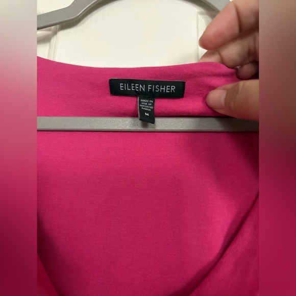 Eileen Fisher Viscose Jersey Hanker Hem LOTUS Dress M Pink - Picture 3 of 4